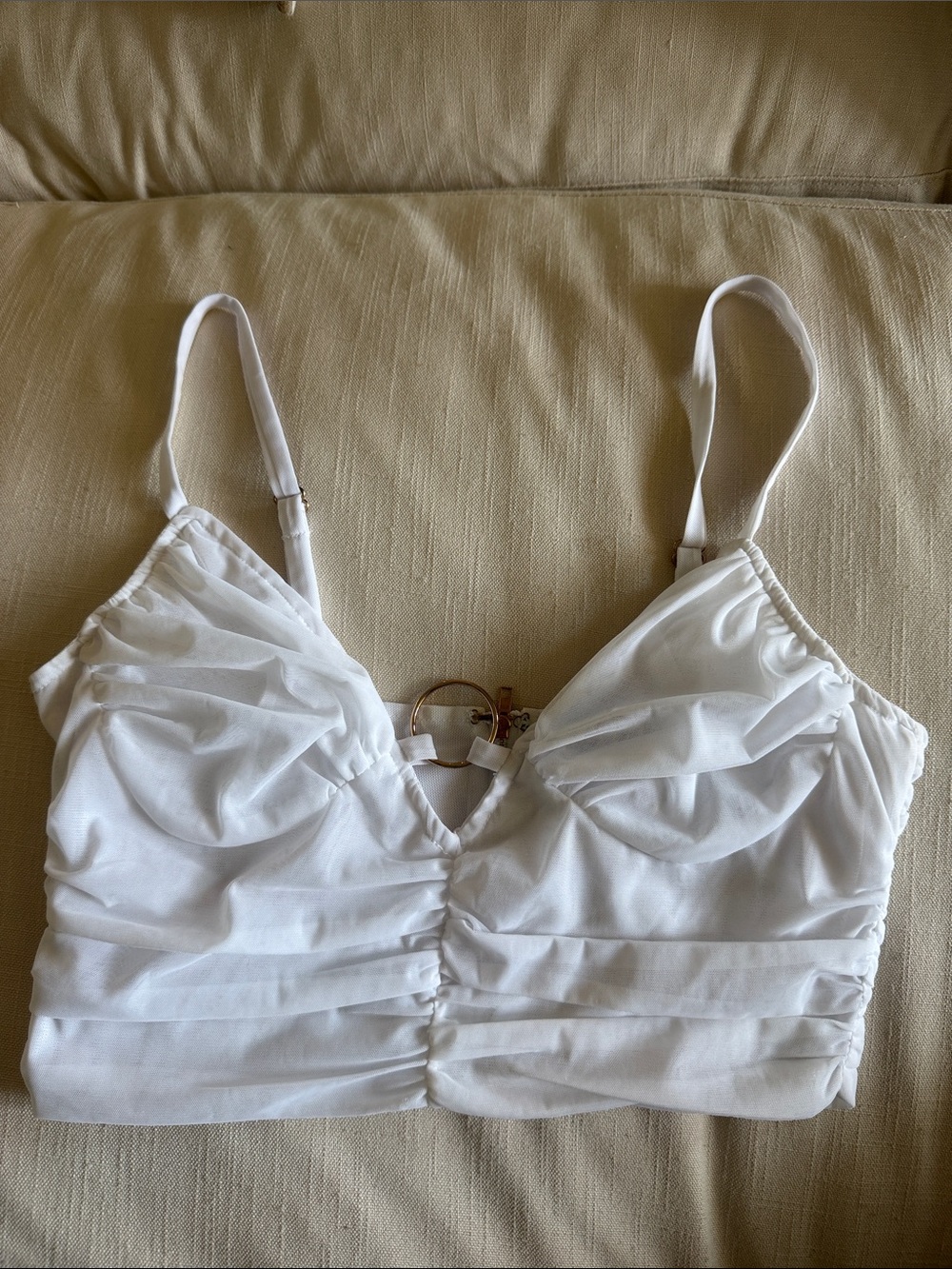 White Fox Ruched Bralette Tank Top